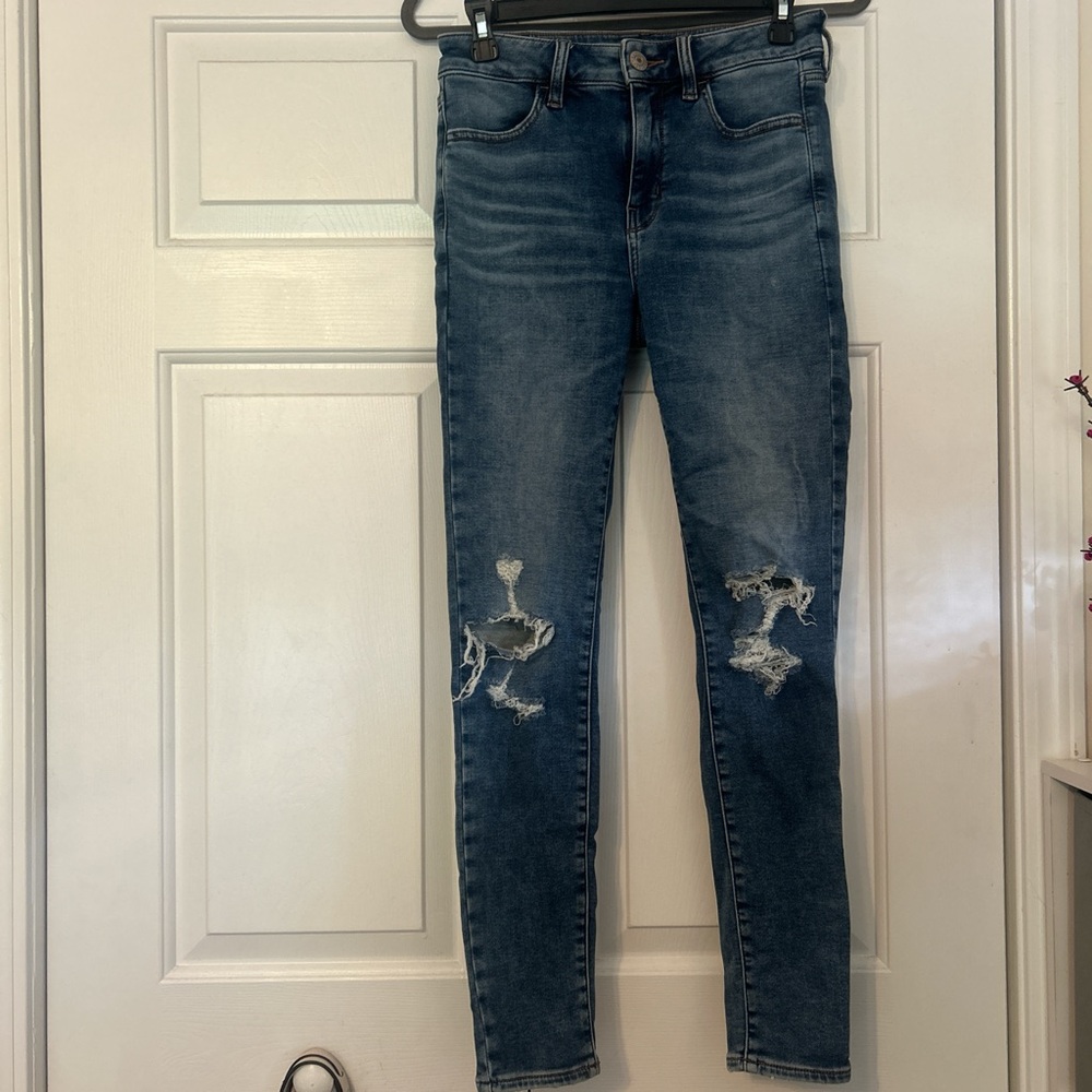 Women's Distressed Blue Jeans